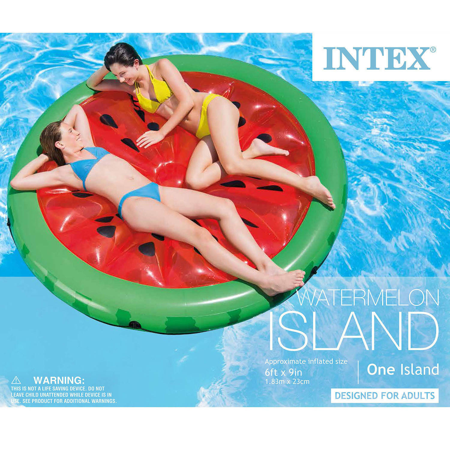 Intex Giant Inflatable 72 Inch Watermelon Island Summer Swimming Pool Float Raft - image 3 of 3