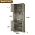 thumbnail image 2 of Rattan Kitchen Pantry with RGB Light, Farmhouse Storage Cabinet with with Rattan Doors & Open Shelves for Living Room, Kitchen, 2 of 7