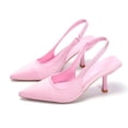 thumbnail image 4 of Slingback Kitten Heels for Women Solid Color Pointed Closed Toe Elastic Band Slides Wedding Prom Party Dress Shoes Pumps Pink Size 6.5, 4 of 6
