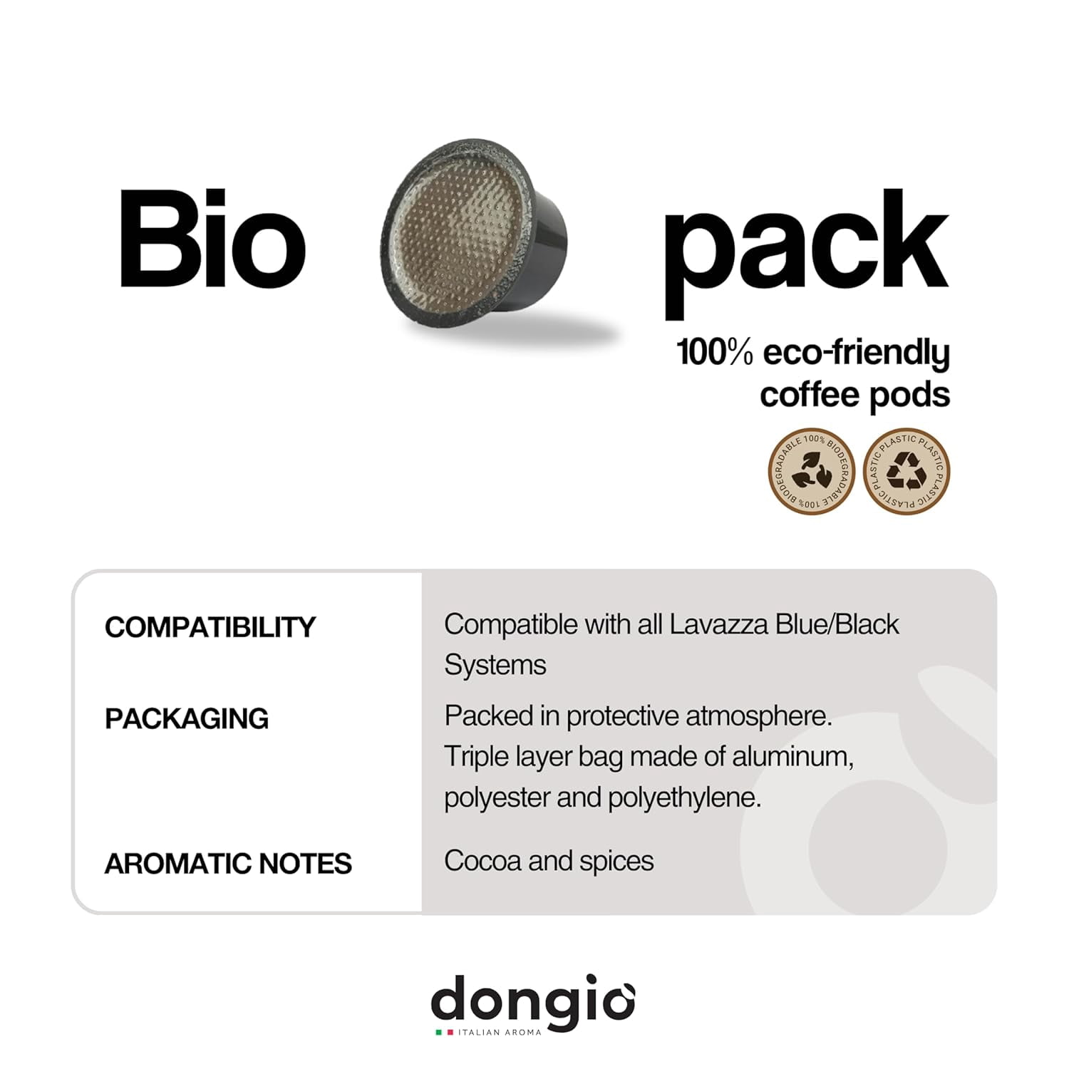 Dongio Caffe Espresso Venezia Decaf – Compatible with Lavazza Blue, Dark Roast Decaffeinated Espresso Capsules, 40 Count