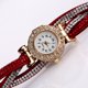 thumbnail image 4 of Reloj de cuarzo con banda de cuero de PU con diamantes de imitación coloridos Reloj femenino brillante con perlas de imitación (rojo), 4 of 5