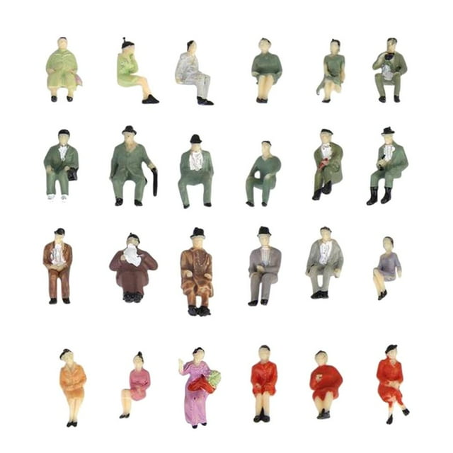 Esquirla 50 PCS Plastic 1/87 Miniature Model Seated People Figure Model Set for Kids Sand