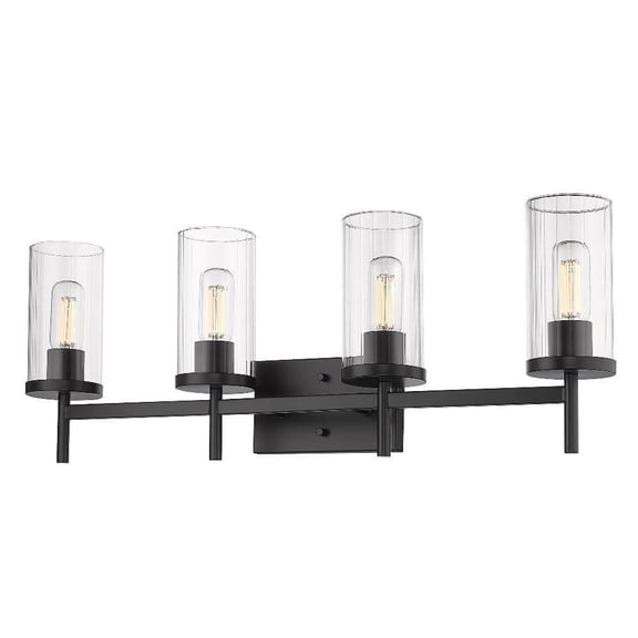 4 Light Vanity Light in Classic Style 11.38 inches High By 31.75 inches Wide-Matte Black Finish Bailey Street Home 170-Bel-4476375