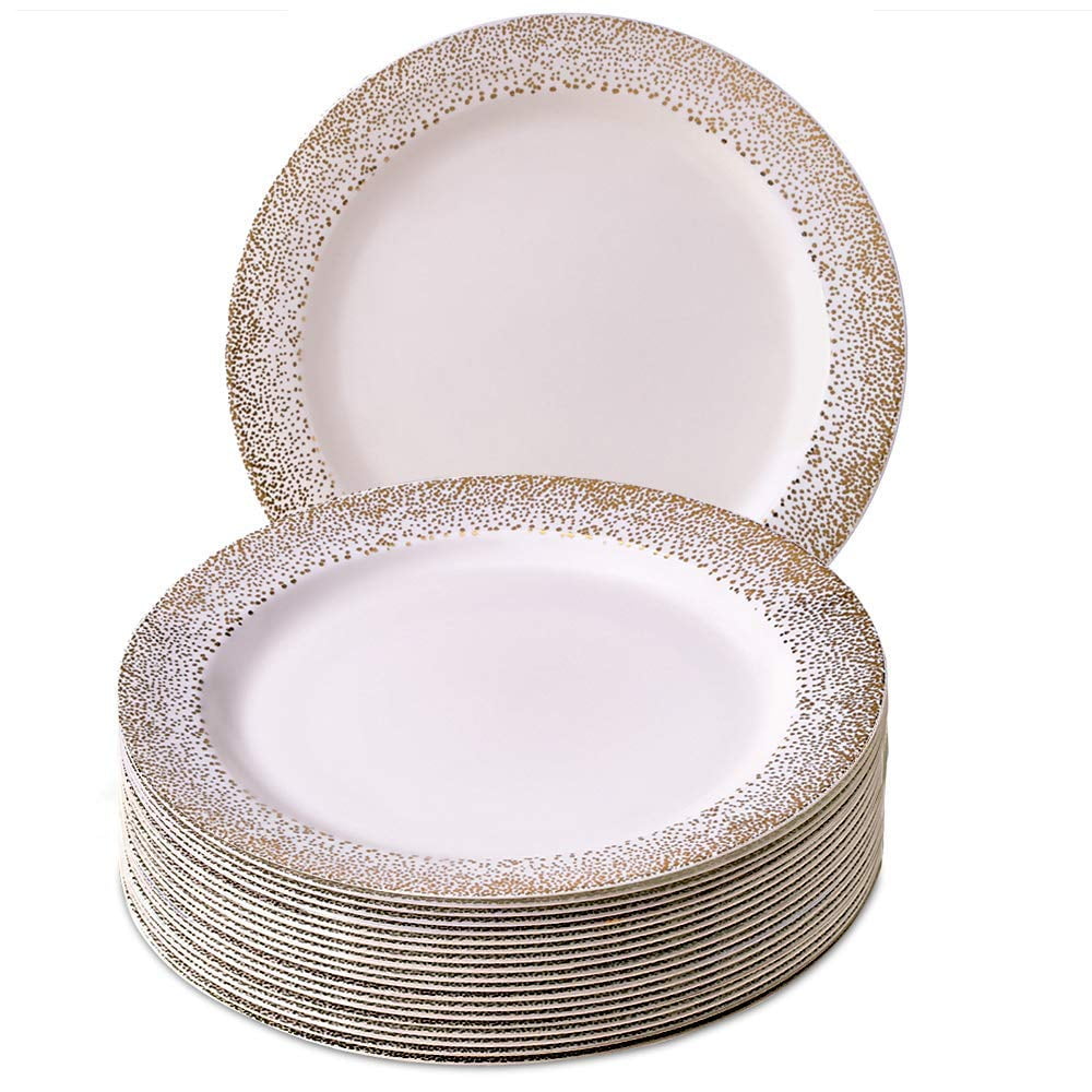 DISPOSABLE PLASTIC SIDE PLATES 7.5" Gold Mist 20 pc
