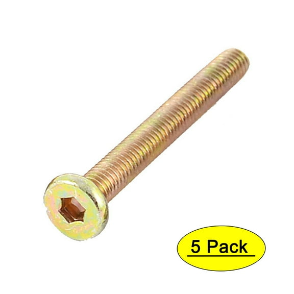 Unique Bargains M6 x 50mm Full Thread Hex Socket Head Cap Screw Bolt Bronze Tone 5Pcs