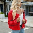 thumbnail image 5 of SWSMCLT Women's Cable Knit Cardigan Sweater Baggy Button Crew Neck Comfy 2025 Cardigan Sweaters Acrylic Red X-Large, 5 of 5