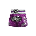 thumbnail image 6 of Raenseen Kids Boys Boxer Shorts Patchwork Metallic Embroidery Wide Waistband Side Slit Boxing B Purple M, 6 of 9