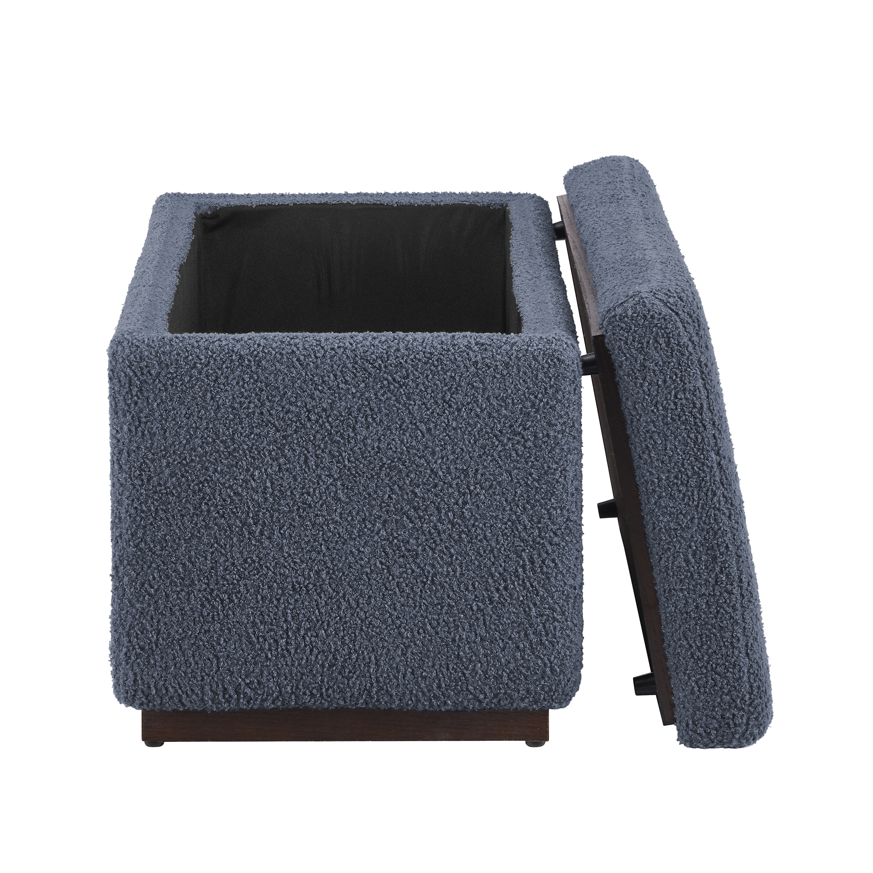 Linon Elta Rectangle Storage Ottoman, Dark Gray Faux Leather