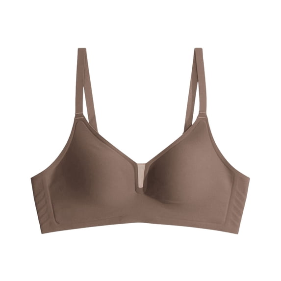 Iugvhana Push Up Bra for Women Seamless No Underwire Bra Breathable Wireless Bras Comfortable Full Coverage Smooth Supportive Bra Brown L