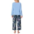 thumbnail image 3 of INSPIRE CHIC Women's Lounge Set Floral Capri Long Sleeve Shirt Soft Strechy Pajama Sets 2 Piece Loungewear XL Deep Blue, 3 of 5