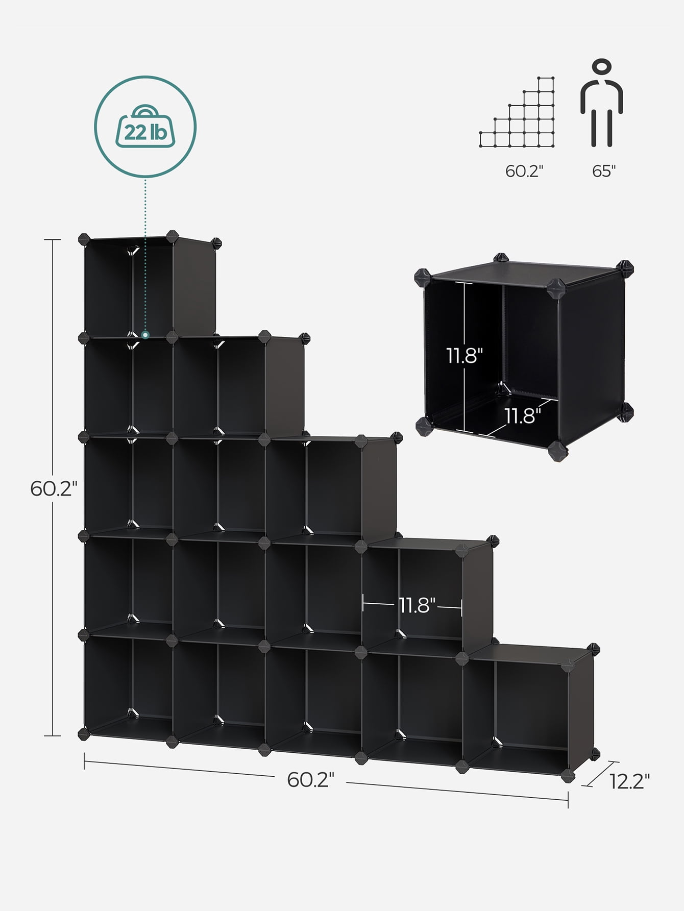 DIY 16 Cube Storage Organizer Shelf Closet Cubbie Storage Bookcase for Bedrrom Living Room Black
