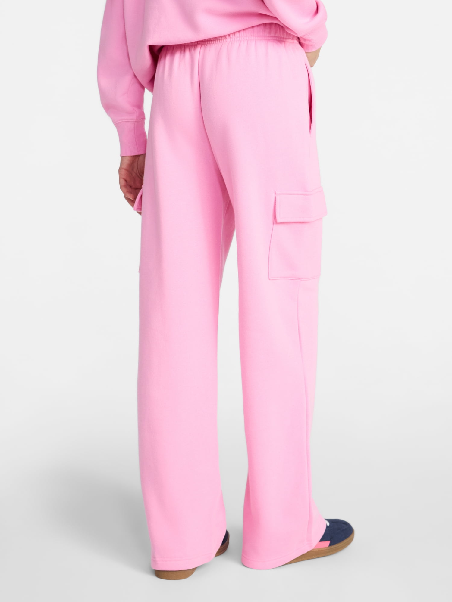 No Boundaries Fleece Cargo Wide-Leg Pants, 30'' Inseam, Women's XXS-XXL
