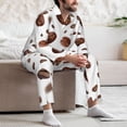 thumbnail image 5 of Mens Pajamas Set, Brown Coffee Bean Print White Button Down Long Sleeve Loungewear Sleepwear Pjs sets for Men, 5 of 5