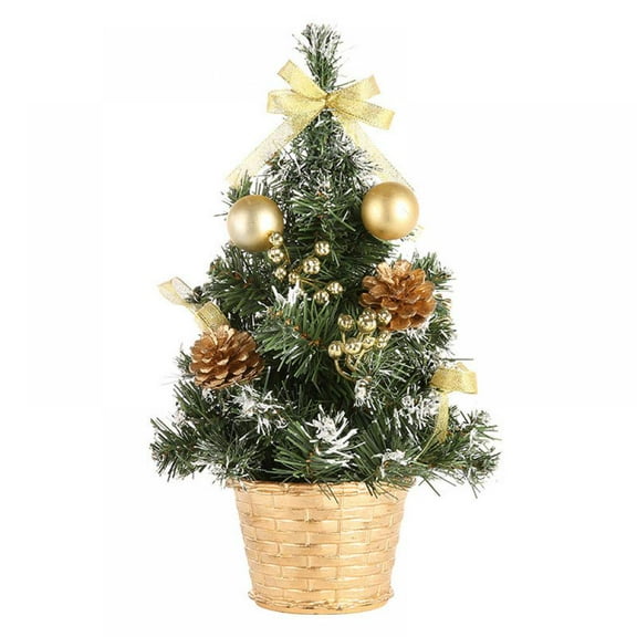 Mini Tabletop Christmas Tree with Ornaments, Artificial Christmas Tree for Home Office Holiday Decorations, Decorated with Balls and Pine Cones