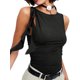 thumbnail image 1 of Txlixc Chaleco plisado femenino txlixc, blusa sólida de cuello redondo sin mangas anudada Txlixc moda, 1 of 9