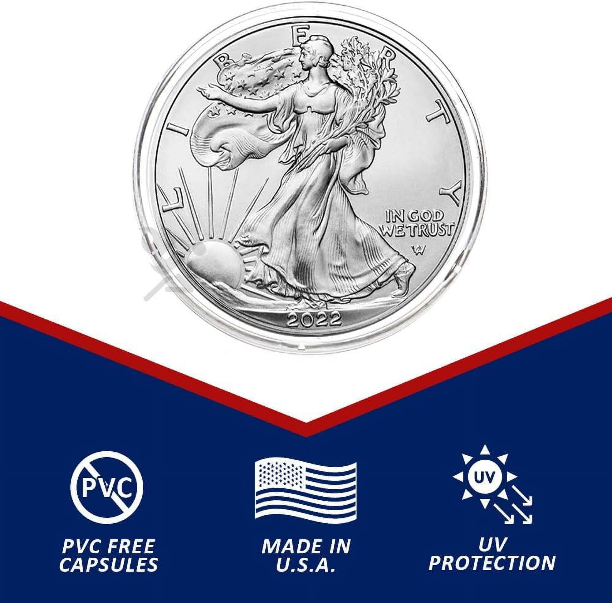 OnFireGuy 50pcs 40.6mm Direct Fit "H40" Coin Capsule Holders for 1oz Silver Eagle | Protective Coin Cases for 1oz Silver Eagle, Kangaroo, Libertad