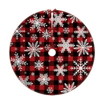geerera 30 Inch Christmas Tree Skirt, Snowflake and Reindeer Design, Red White Skirt, for Rustic Tree Displays, Indoor Party Decor, Festive Protection