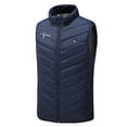 thumbnail image 5 of LpwkSSA Winter Heated Vest for Men Casual Three Control 9 Heated Zone Solid Color Stand Collar Fashion Hooded Thermal Windproof Sleeveless Coat Navy XXXXXXL, 5 of 6