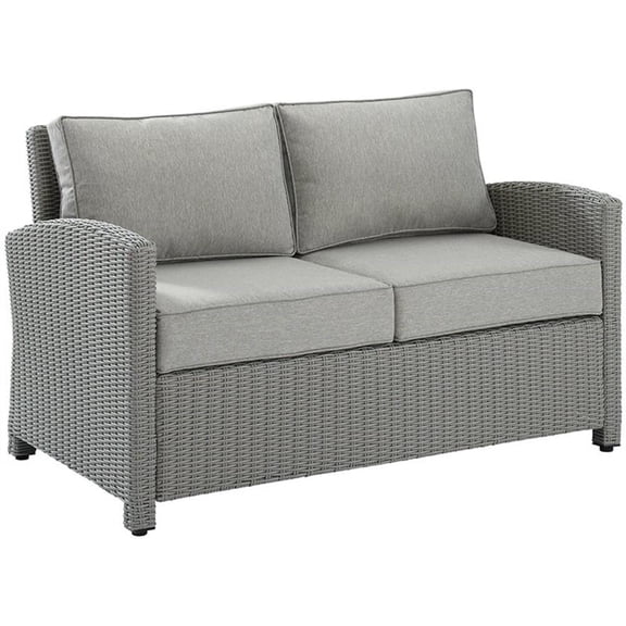 Afuera Living Transitional Wicker Patio Loveseat in Gray