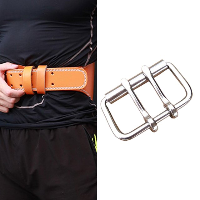 Hebilla de cinturón de fitness de acero inoxidable de doble punta, universal, de alto rendimiento, resistente, accesorio de gimnasio para pantalones. S