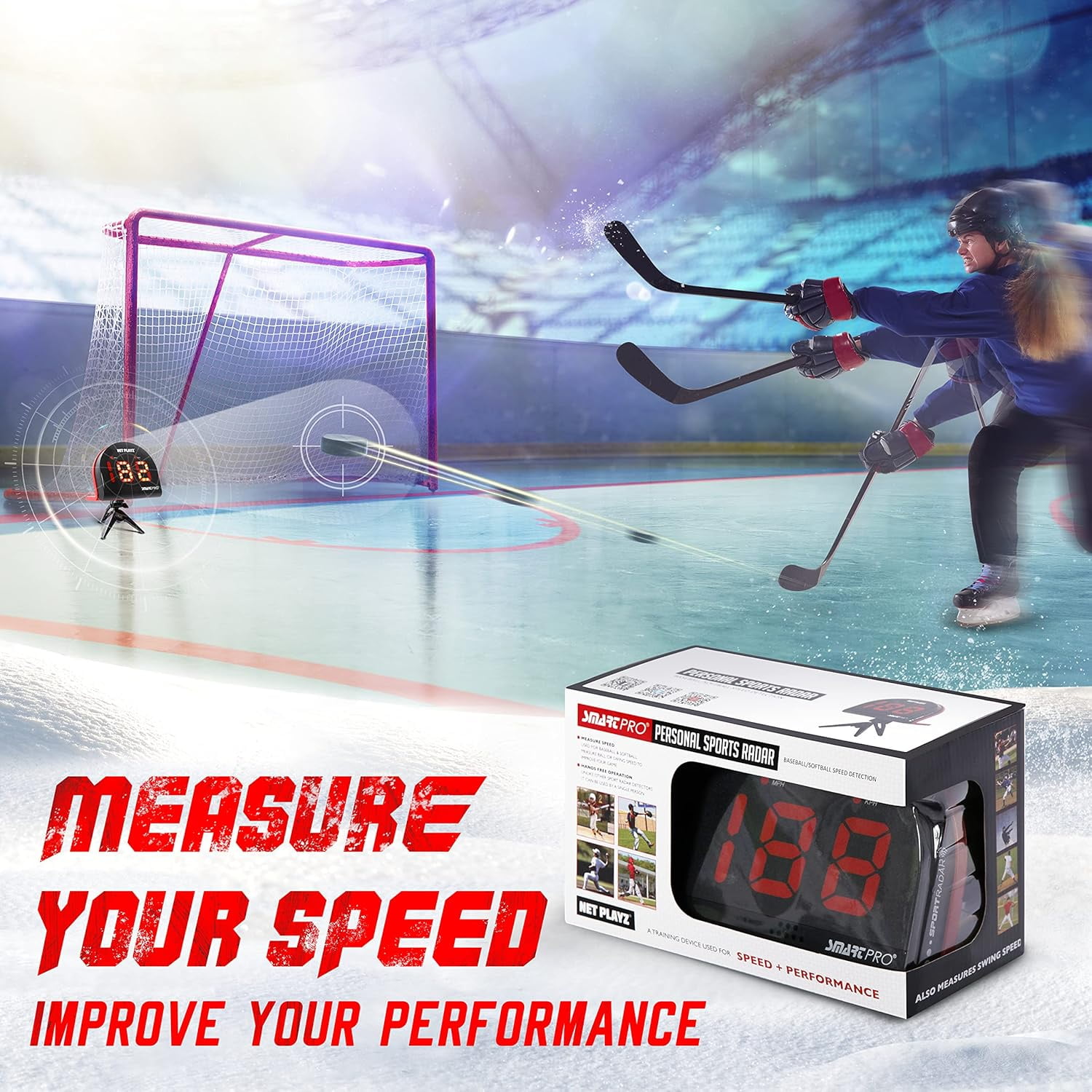 Hockey Gifts Training Equipment & Gear - Radar Speed Guns, Speed Sensor, Hands-Free | Ice Hockey Field Hockey Street Roller Hockey