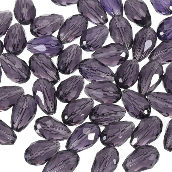 Uxcell 8mm Faceted Glass Beads, 200 Pcs Purple Bicone Birthstone Bead Vertical Hole for DIY Crafting Bracelet Necklace Jewelry Making