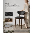 thumbnail image 3 of VASAGLE Wooden Bar Stools Set of 2, Upholstered Counter Height Barstools with Solid Wood Legs, Ergonomic Backrest, Synthetic Leather, Ink Black, 3 of 5