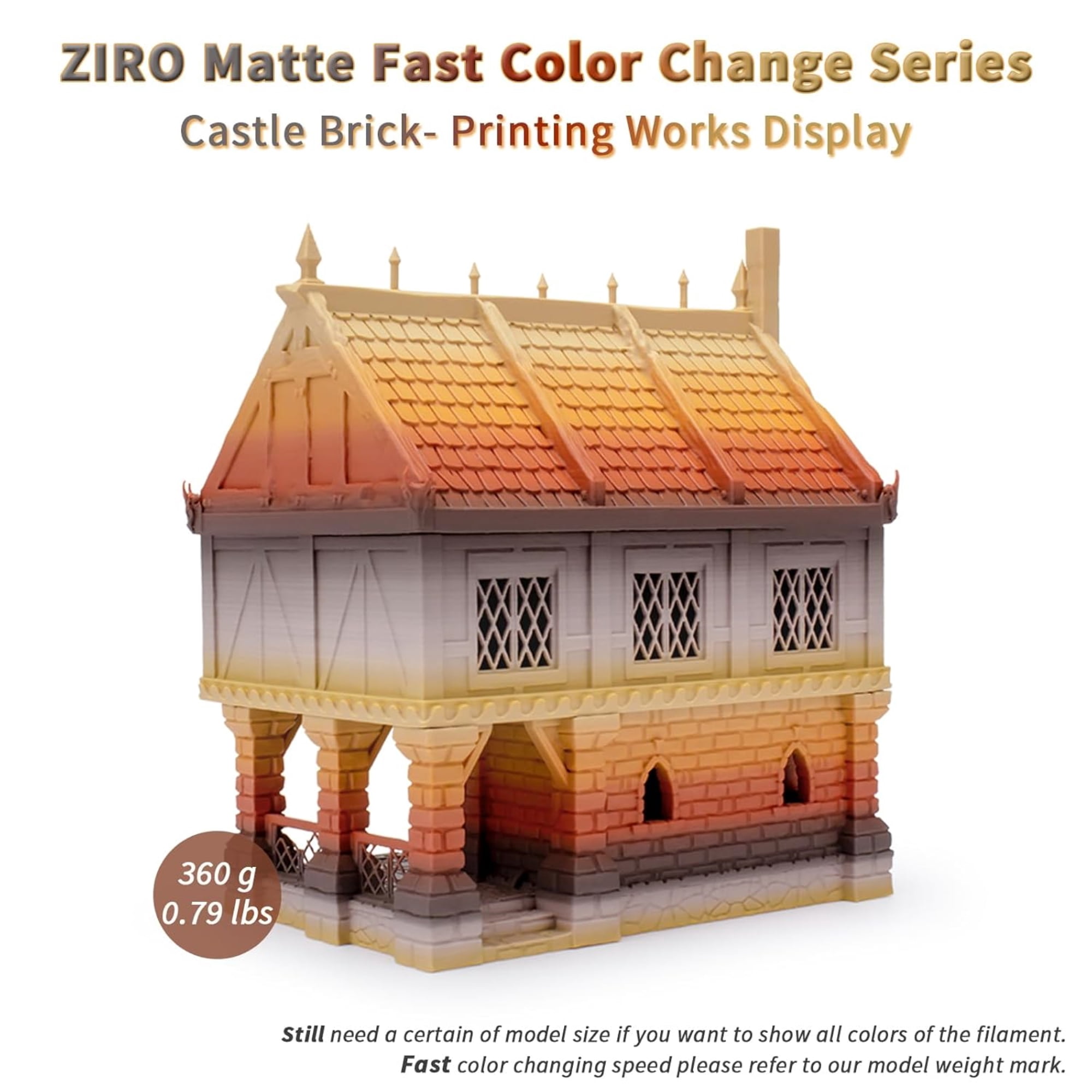 Ziro 3D Gradient Matte PLA 1.75mm 1kg, Castle brick