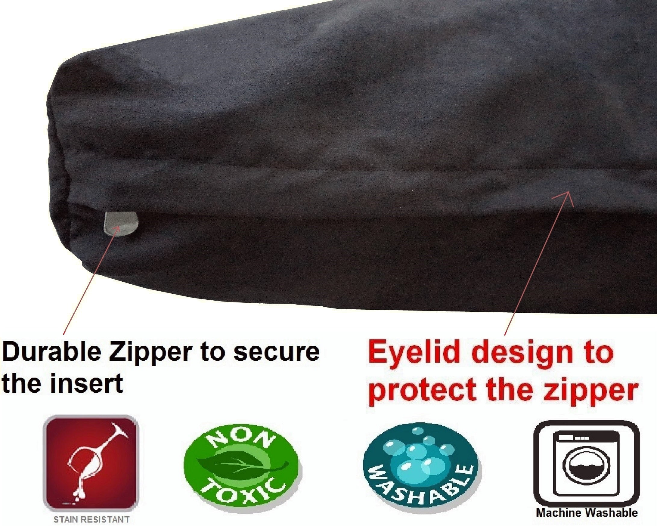 Dogbed4less Shredded Memory Foam Dog Bed for Large Dogs, Espresso Suede Cover 55"x37" Pillow