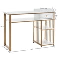 thumbnail image 5 of BarberPub Makeup Vanity Desk with Storage, Manicure Table with Metal Frame, Faux Marble Top, 5 of 9