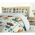 thumbnail image 6 of Ambesonne Animal World Duvet Cover Set, Funny Monkey Elephant, King, Teal Burnt Orange Ivory, 6 of 6