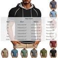 thumbnail image 3 of Yertdoel Hoodies for Men Solid Color Short Sleeve Drawstring Hooded Sweatshirt Fall Comfy Breathable Workout Fitness Casual Tops, 3 of 6