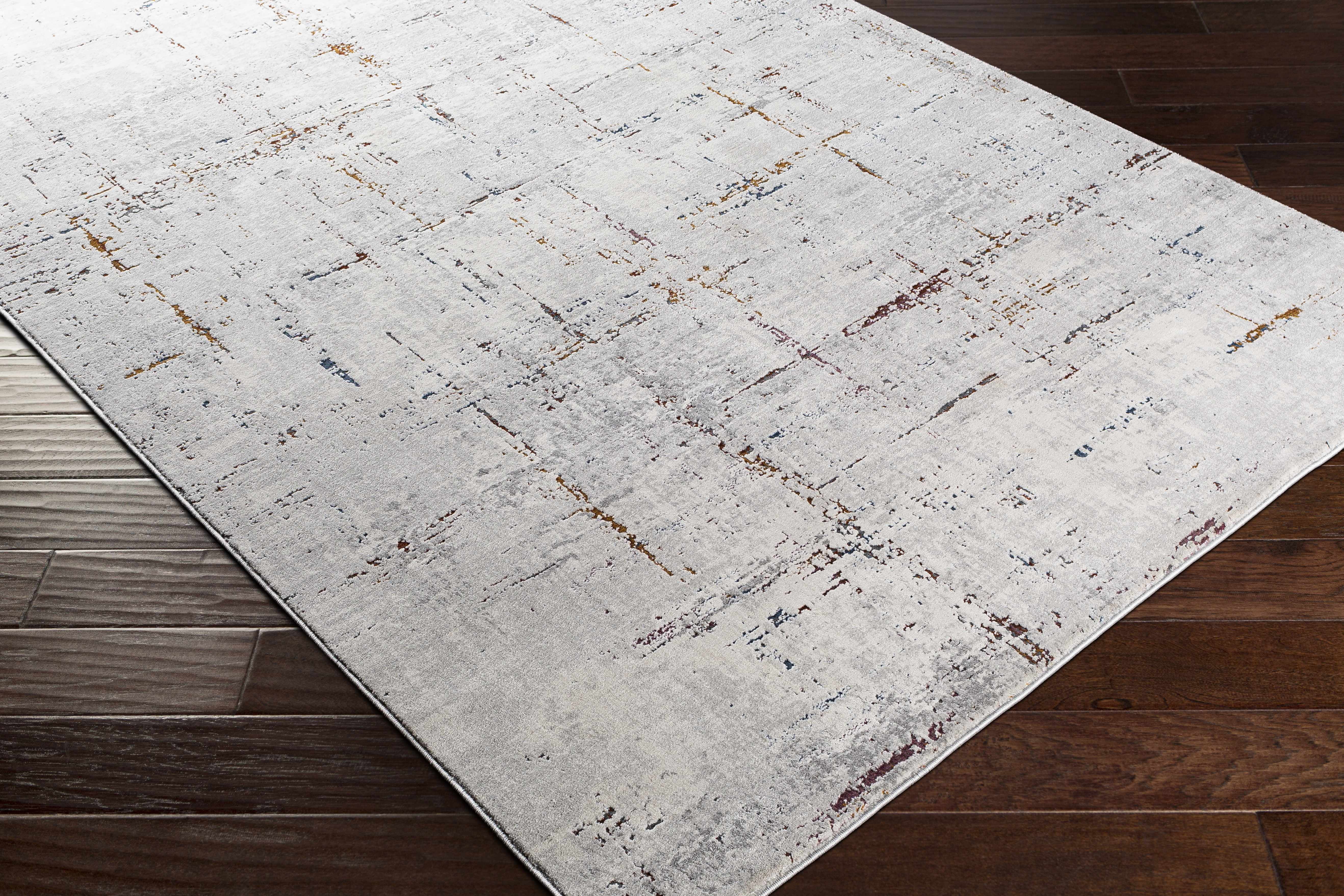 Hauteloom Concordia Contemporary Abstract Living Room Bedroom Dining Room Area Rug - Modern Distressed Bohemian Neutral Carpet - Gray, Beige, Orange, Red - 2'7" x 5'