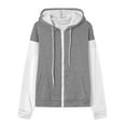 thumbnail image 4 of FRSASU Women's Color Block Zip up Hoodie Sweatshirt Casual Long Sleeve Jacket with Pockets Loose Tops Gray, 4 of 6