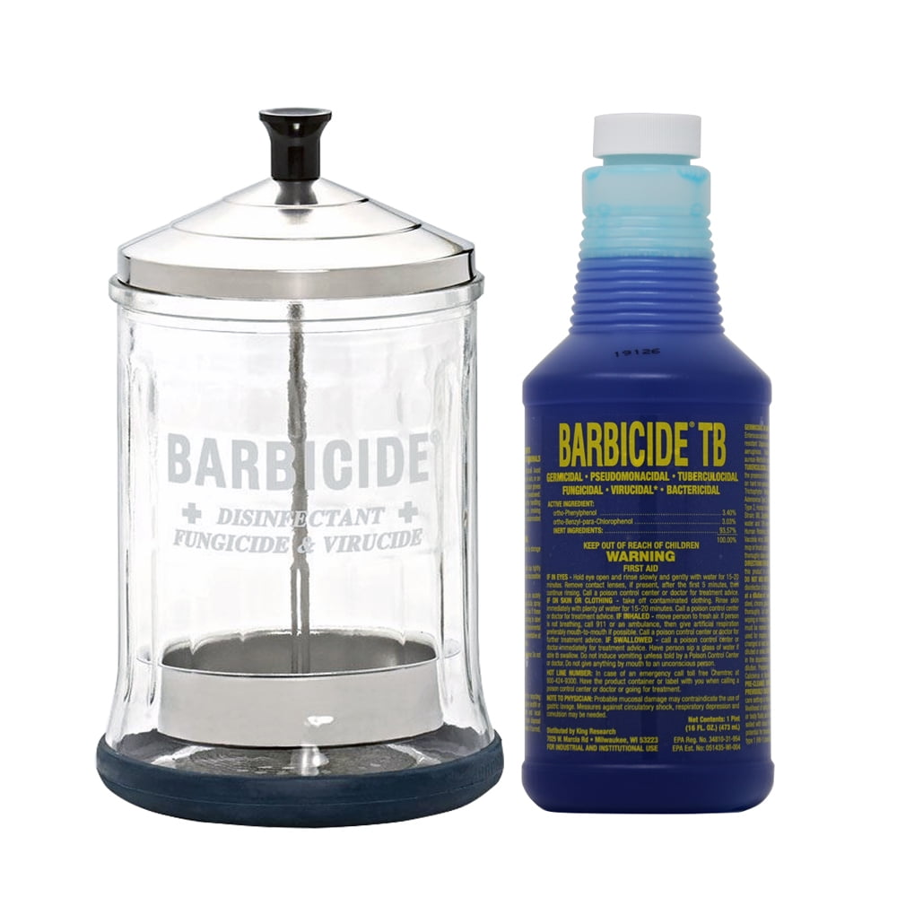 King Research Barbicide Disinfecting Jar Midsize 21oz + Disinfectant TB