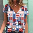 thumbnail image 2 of Summer Saving Wycnly Shirts for Women Short Sleeve V-Neck US Flag Print Summer Basic Tops 4th July Fashion Independence Day Graphics Loose Fit Pullover Blouses Dark Blue s, 2 of 4