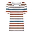 thumbnail image 4 of Women's Summer Tops 2025 Crew Neck Short Sleeve Loose Fit Casual Blouses Trendy Printed Tees Dressy for Seniors, 4 of 4