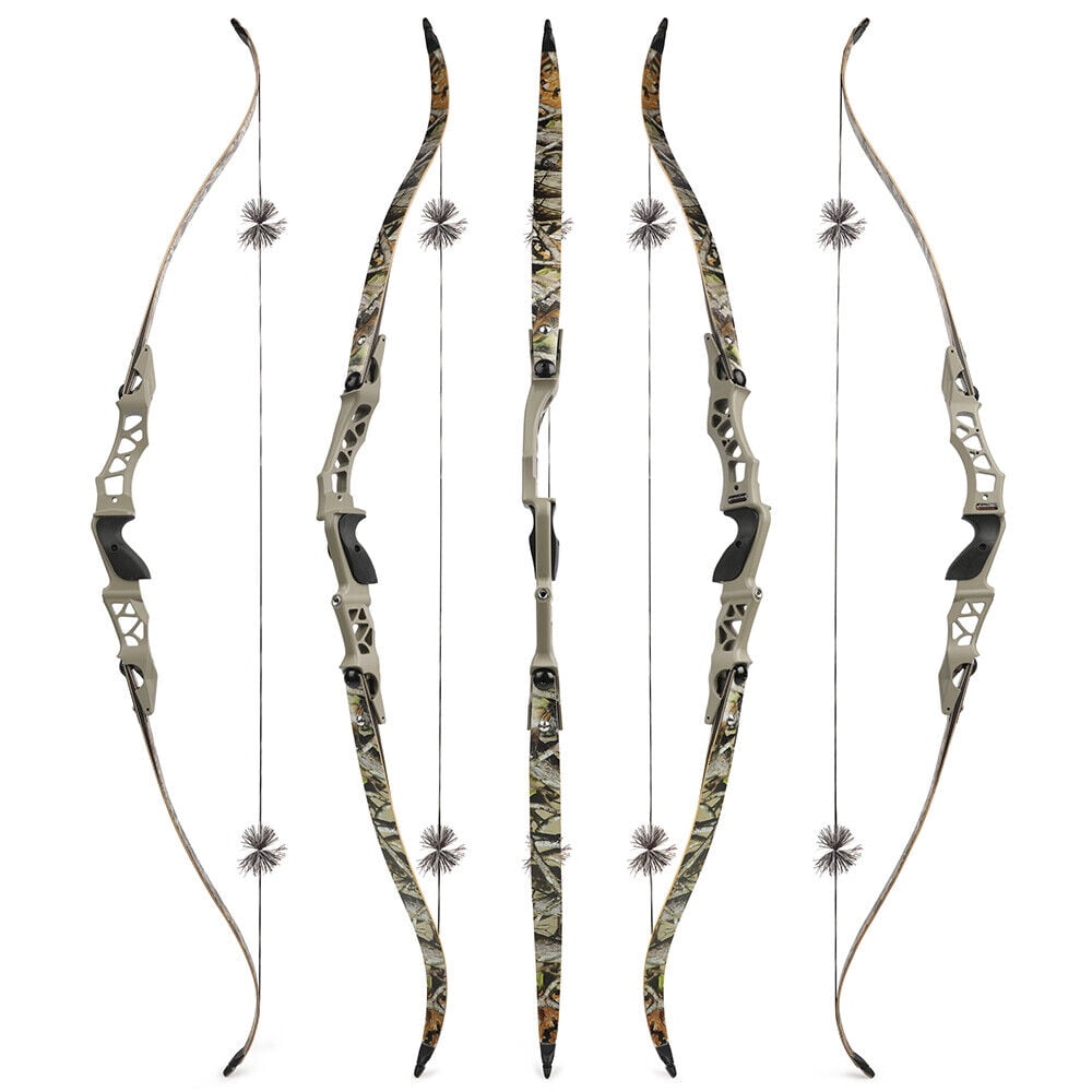 64 inch 30-60 lbs Outdoor Shooting Alloy Material Jungle Coating Hunting and Archery Adult Bow （grey 50lbs）