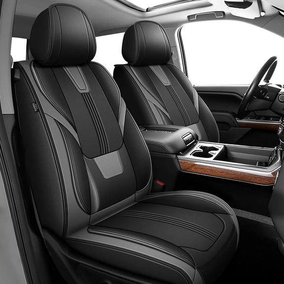 Full Set Custom Fit For Faux Leather Seat Covers for 2007-2026 Chevy Silverado & GMC Sierra 1500/2500HD/3500HD Pickup Truck Waterproof