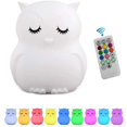thumbnail image 1 of Night Light Children Soft Silicone Owl Lamp 9 Colors Bedside Lamp Baby Rechargeable Remote Control, 1 of 5