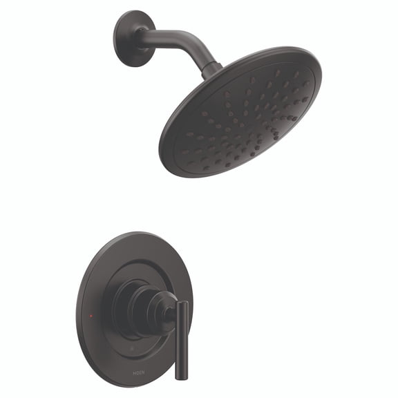 Moen Gibson Posi-Temp Pressure Balancing Modern Shower Trim with 8-Inch Eco-Performance Rainshower Head, Valve Required, Matte Black
