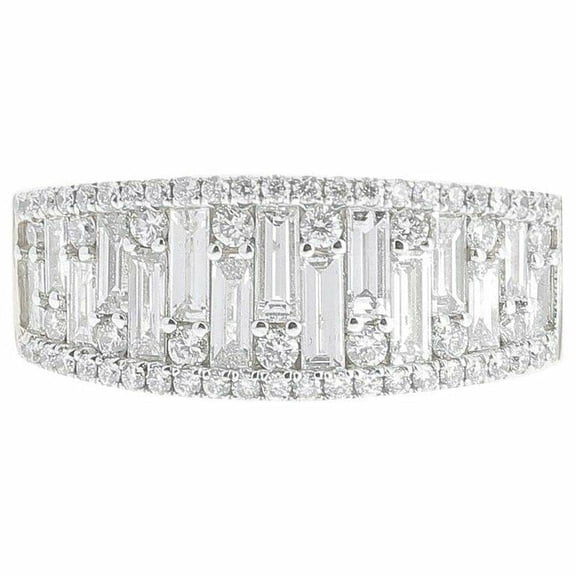 HeartsAndYou 2ct Baguette & Round Cut Moissanite Engagement Ring for Women Cocktail 18k White Gold over Silver