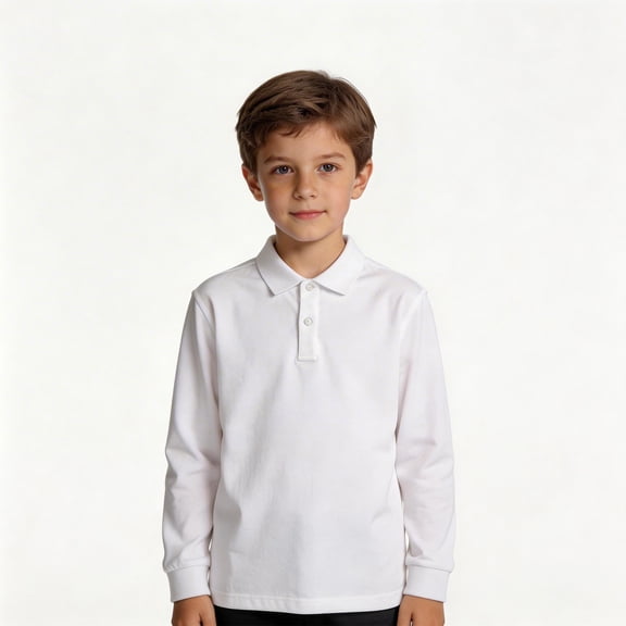 WELOIJEVBE Kids Boy's Long Sleeve Polo Shirts School Uniform Shirts Classic Collared Neck Boys Button down 9-10 Years Boy Clothes