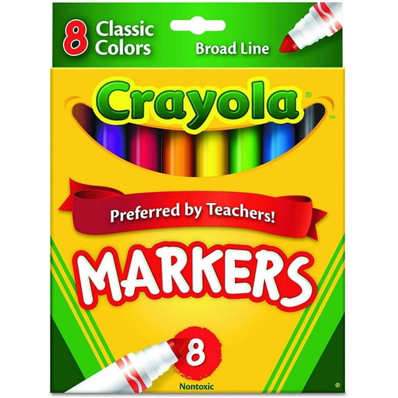 Crayola Broad Line Markers, Assorted Colors, 8 Count