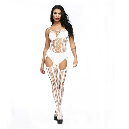 Sentmoon Sexy Lingerie for Women Sexy Womens Lingerie Fishnet Open Crotch Seamless Mesh Netting Stockings Chemise Hollow Out Bodysuit Sleepwear Valentines Lingerie Valentines Day Gifts for Her Cleara