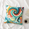 thumbnail image 4 of LNWH Decorative Pillow Covers, Whimsical Colorful Waves Square Sofa Decorative Knit Pillow Case, 24"x24", 4 of 8