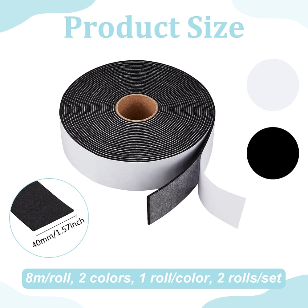 2 Rolls 2 Colors Self Adhesive Felt Tape 1.5Inch Wide Black White Furniture Felt Strips for Protecting and DIY Adhesive 26.2FT/RollDIY