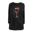 thumbnail image 4 of Sherpa Sweatshirt Women Fleece Pullover Crewneck Long Sleeve Tunic Tops Red Wine Glass Oversized Fuzzy Warm Sweatshirts With Pockets, 4 of 4