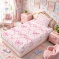 thumbnail image 5 of Meiyoeat Pink Ribbon Bow Print Twin Sheets 3pcs, Dreamy Princess Bedding, 5 of 6