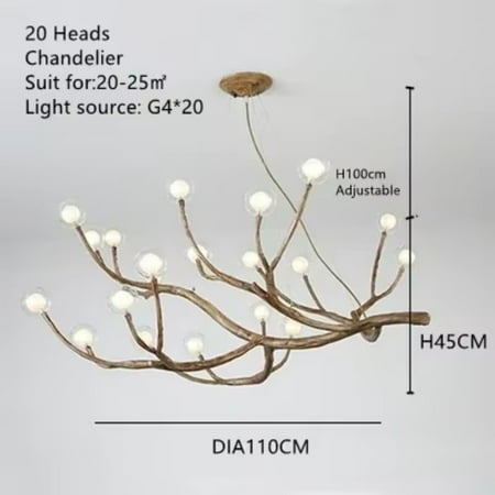

WNGNNG Creative Nordic Retro Glass Bubble Tree Branch Pendant Light - Personalized Magic Beans Living Room Bedroom Floor Lamps Simulation